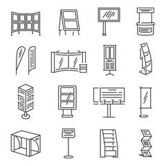 Exhibition stand icon set