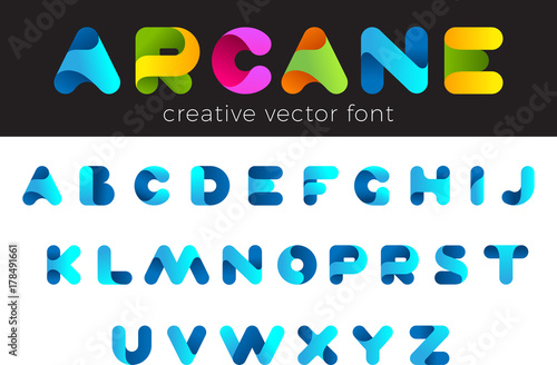 Cuadros en Lienzo Design vector Font of twisted Ribbon Title Header Lettering Logo