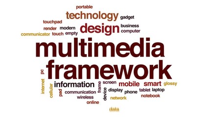 Wall Mural - multimedia framework animated word cloud, text design animation.