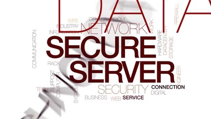 Canvas Print - Secure server animated word cloud, text design animation. Kinetic typography.