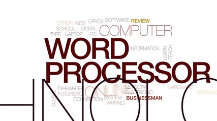 Poster - Word processor animated word cloud, text design animation. Kinetic typography.