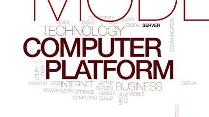 Wall Mural - computer platform animated word cloud, text design animation. kinetic typography.