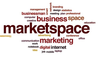 Sticker - Market space animated word cloud, text design animation.