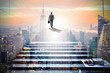 © Elnur - Businessman climbing up challenging career ladder in business co