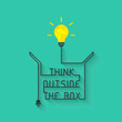 © lvnl - Think outside the box concept with light bulb and wire forming the saying and box itself