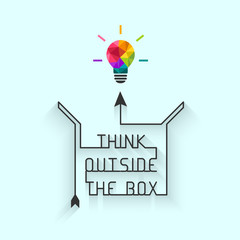 Wall Mural - think outside the box concept with saying and colorful lightbulb