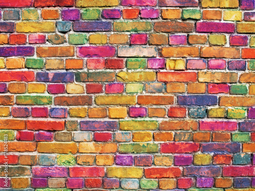 multicolor brick wall, brig...