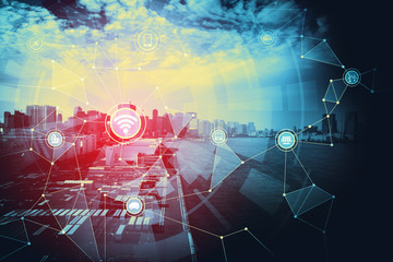 Aufkleber - Smart city and Internet of Things concept.
