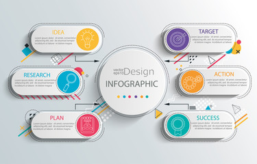 Wall Mural - Presentation business infographic template with 6 options and abstract geometric pattern. Vector illustration.