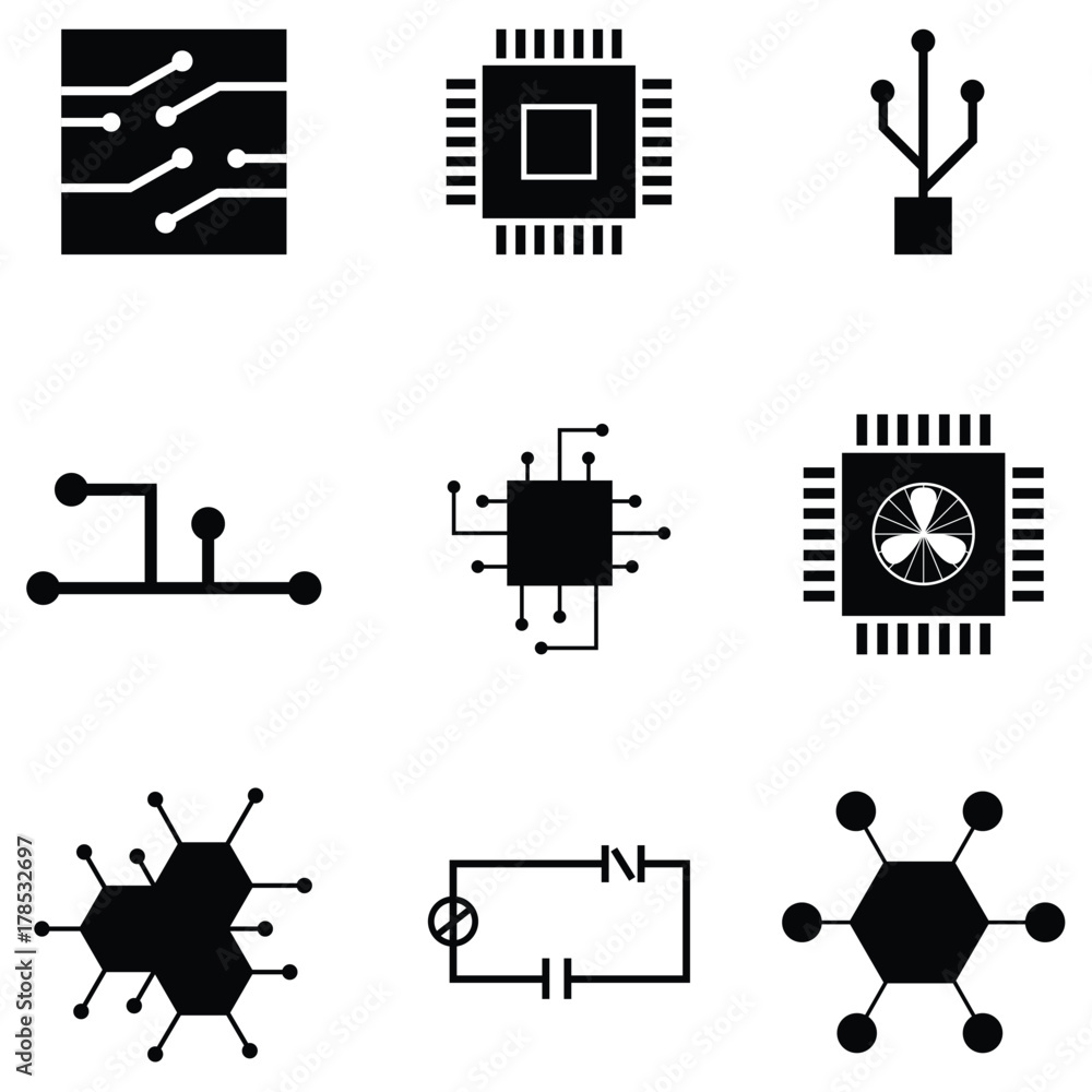 circuit board icon set Stock Vector | Adobe Stock