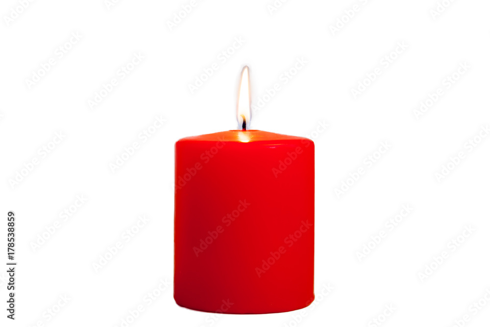 Brennende rote Kerze freigestellt Stock Photo
