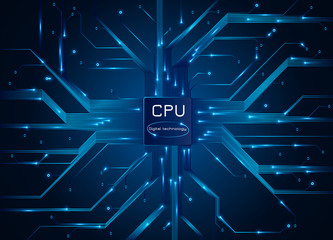 Wall Mural - Computer processor. CPU chip electronic circuit board with processor. Vector illustration