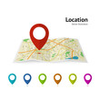 Set of marker pointer on map. map vector illustration. Modern plan pin pointer roadmap. GPS navigation systems. Vector illustration
