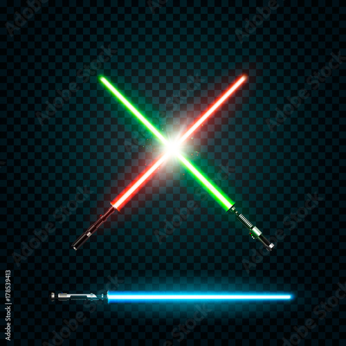 Set of realistic light swords Poster Mural XXL