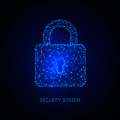 Wall Mural - Secure digital space. Programming protection, padlock security system. Vector illustration