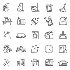 cleaning service, icon set, services for cleaning and laundry in various rooms. icons for the websit