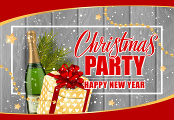 Wall Mural - Christmas Party Lettering and Gift Box