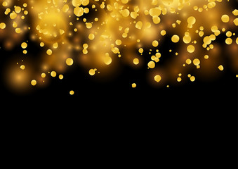 Wall Mural - Bright golden party confetti rain falling - abstract background template