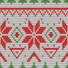 Wall Mural - Seamless Christmas knitted retro pattern vintage