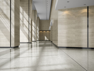 Interior of a lobby hotel reception 3D illustration
