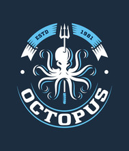 Colored Vector Deep Sea Octopus Logo Illustration