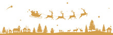Christmas Landscape With Flying Sleigh