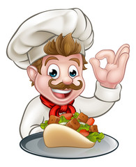 Poster - Cartoon Chef with Kebab