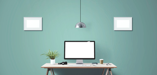 Wall Mural - desktop computer screen isolated. front view.