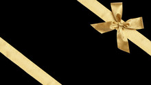 Golden Gift Wrap Ribbons For Christmas, Isolated