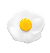 Fried Egg Isolated On White Background. Vector Illustration. Ready To Use In Your Design