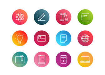 Aufkleber - Trendy app linear icons vector set on gradient backgrounds