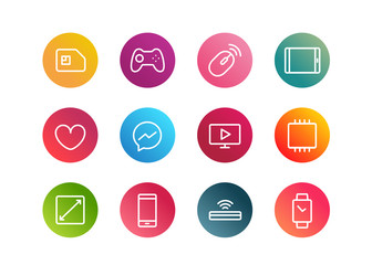 Fototapete - Trendy app linear icons vector set on gradient backgrounds