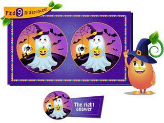 Wall Mural - find 9 differences Halloween ghost