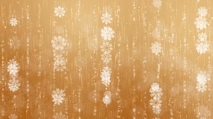 Wall Mural - gold snowflakes background. the circles are slowly flying. computer generated seamless loop abstract