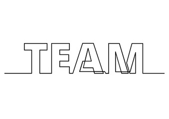 one line drawing of phrase - team
