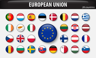 Wall Mural - Flags of European Union and members