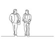© OneLineStock - one line drawing of two men walking and talking