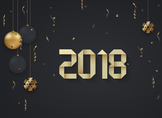 Wall Mural - vector modern christmas or 2018 happy new year winter holiday invitation card