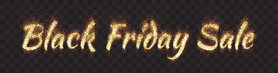 Black Friday Sale Text Vector Bright Flaming Glowing Lettering Banner on Transparent Background