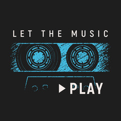 Wall Mural - Let the music play t-shirt and apparel design with grunge effect