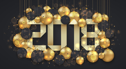 Wall Mural - vector modern christmas or 2018 happy new year winter holiday invitation card