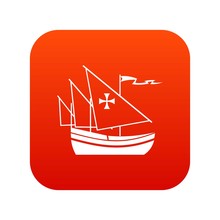 Ship Of Columbus Icon Digital Red