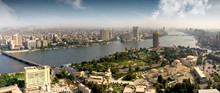 Panoramic View Of Modern Town From Cairo Tower Situated On The Gezira Island, Egypt