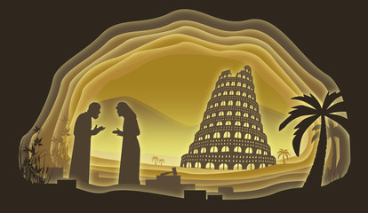 Tower of Babel. Paper art. Abstract, illustration, minimalism.
Digital Art.