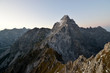 Watzmann Südspitze über dem Wimbachgries im Nationalpark Berchtesgaden, Bayern, Deutschland, nach Sonnenuntergang
