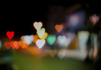 heart shape bokeh from street light background, love heart background