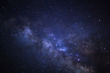 Fototapeta  - Starry night sky, Milky way galaxy with stars and space dust in the universe, Long exposure photograph, with grain.