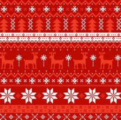christmas red pattern vector flat design illustration set