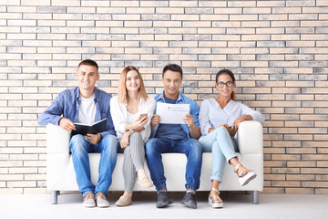 Sticker - Group of people waiting for job interview on sofa