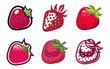 Set of strawberry fruit icons